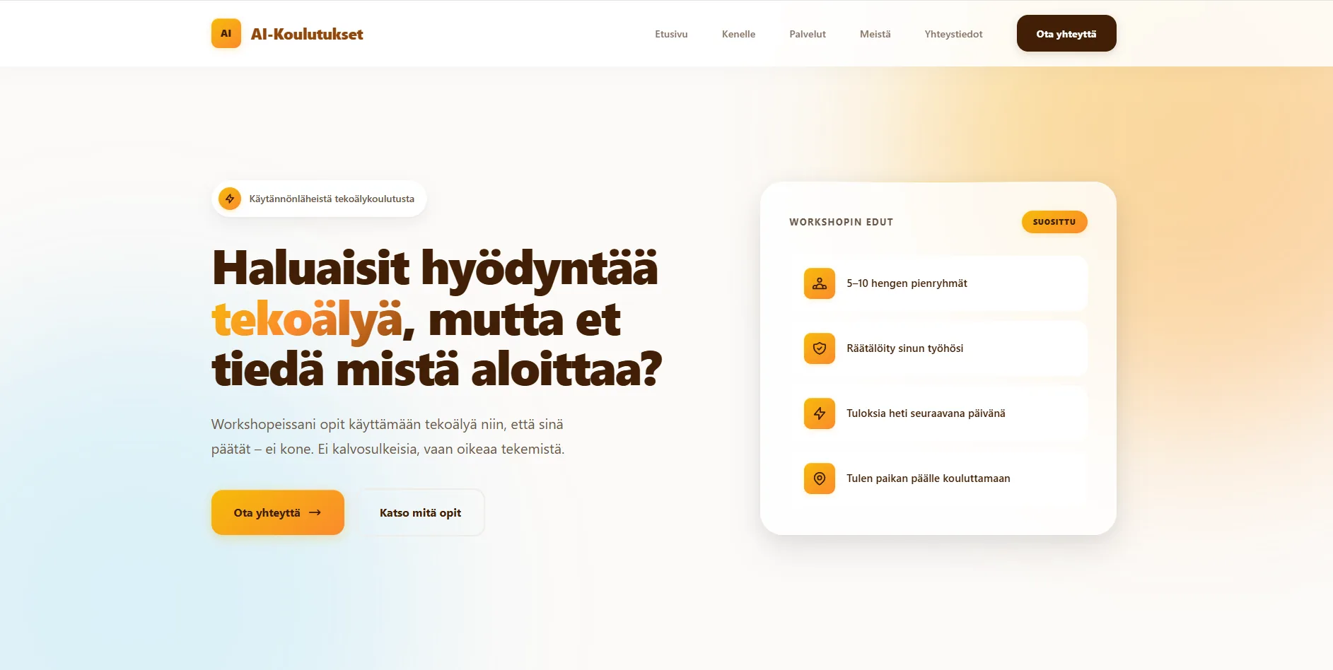 Kuvakaappaus ai-koulutukset.fi-sivustosta